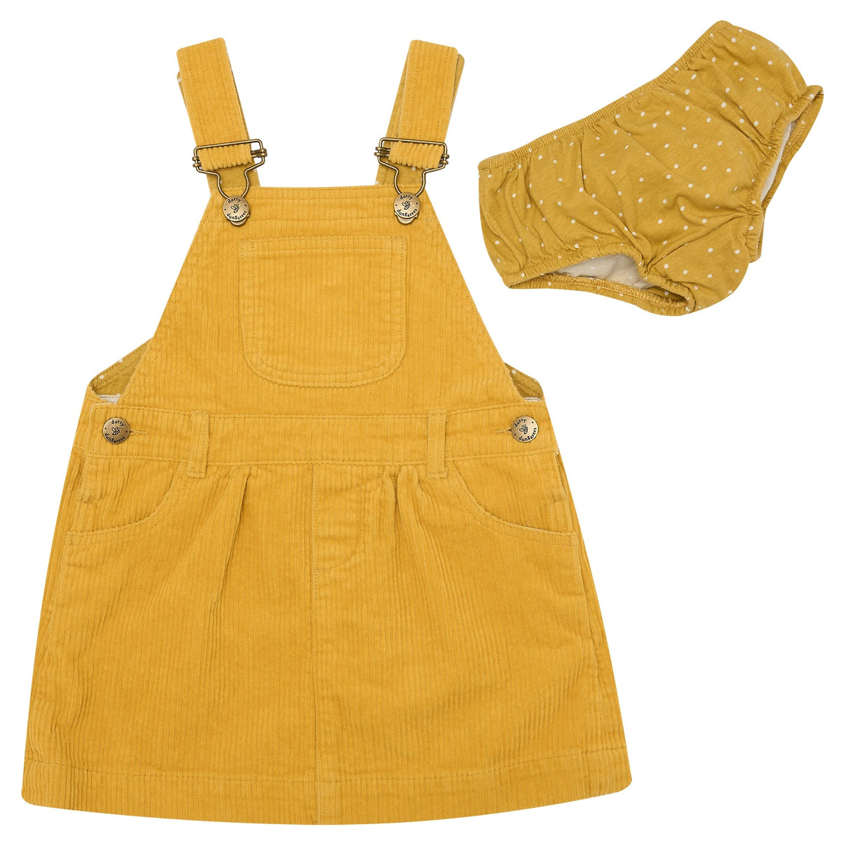 Mustard cord pinafore dress shop