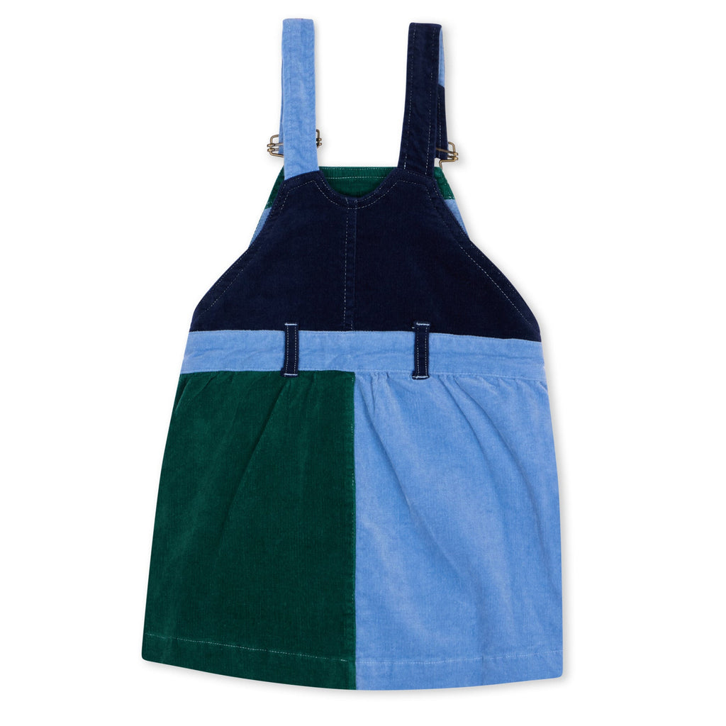 Blue, navy, and dark green corduroy overall dress for kids - Dotty Dungarees
