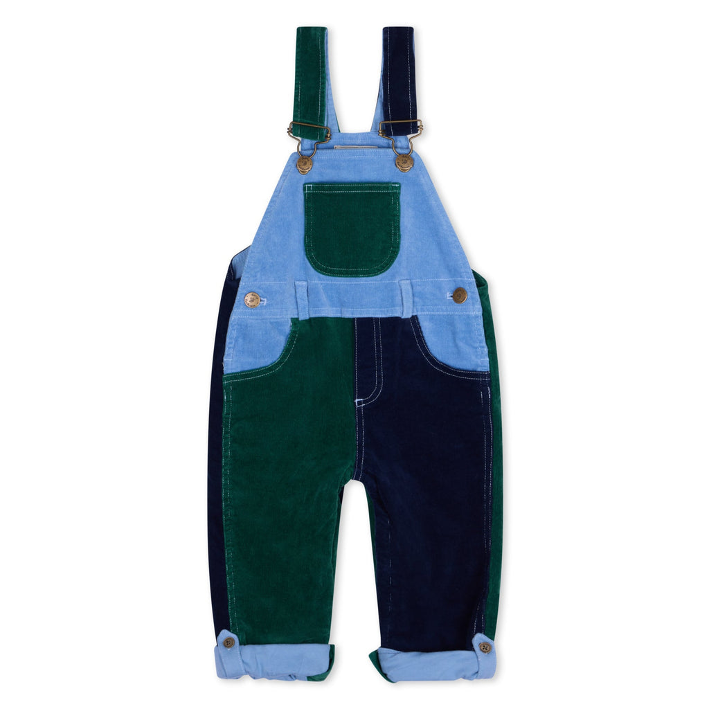 Dark Blue and Green Corduroy Overalls for kids - Dotty Dungarees