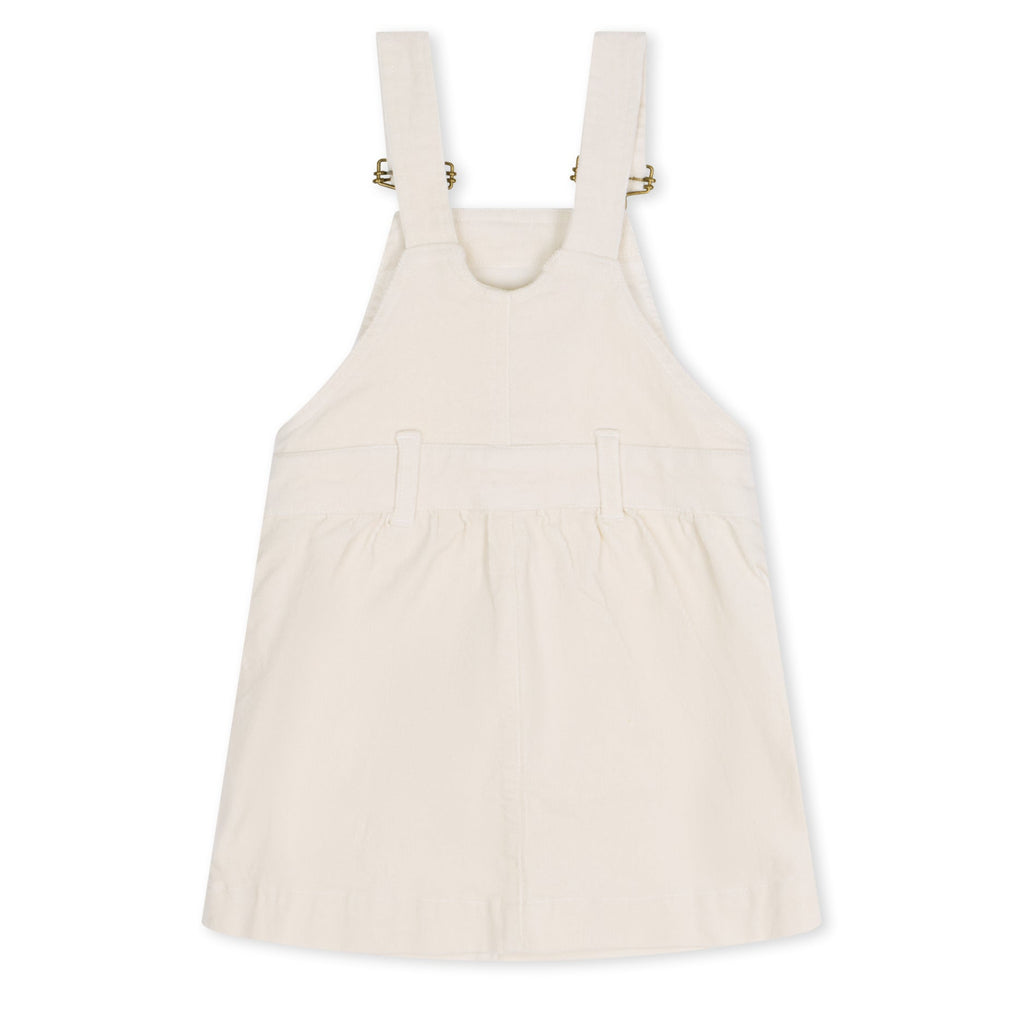 cream dungaree dress Cream/floral 2-Piece Dress and Bodysuit Set for kids