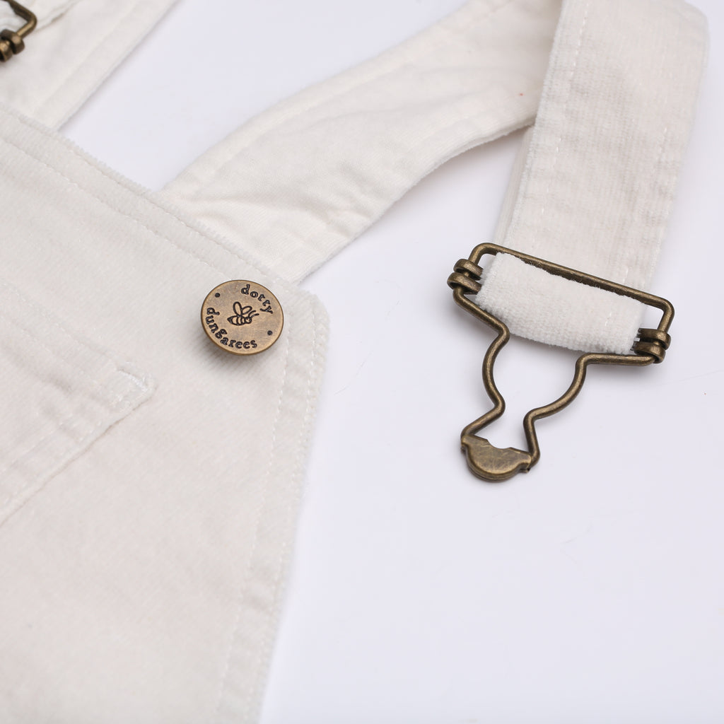 Cream Corduroy Overalls- Dotty Dungarees