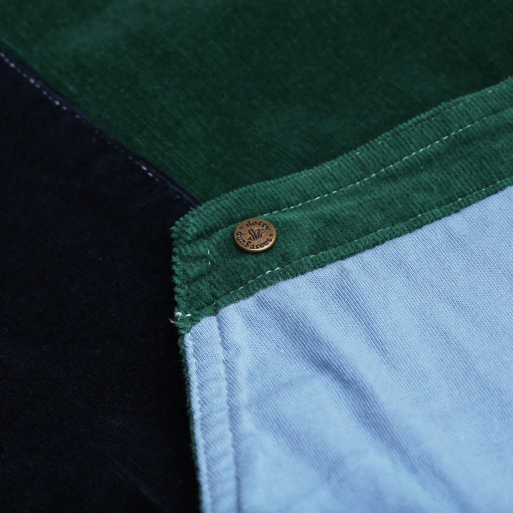 Blue, navy, and dark green corduroy overall dress for kids - Dotty Dungarees