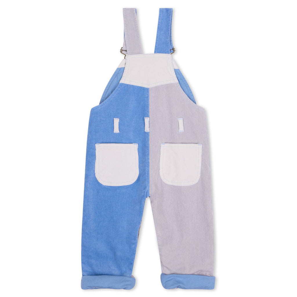 Blue, cream, and grey corduroy overalls for kids - Dotty Dungarees
