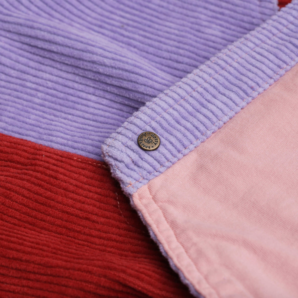 Pink, purple, and red chunky cord overall dress for kids - Dotty Dungarees