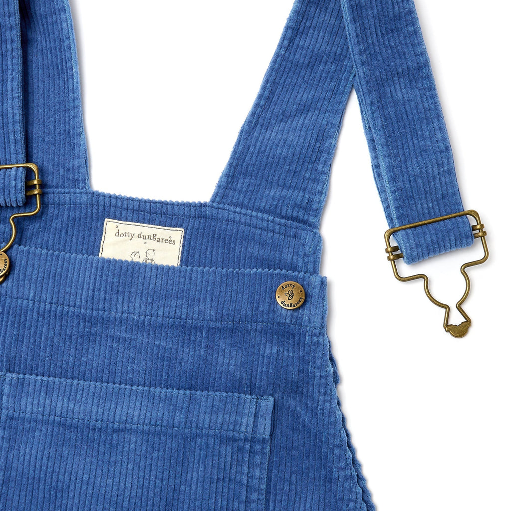 Adult Blue Chunky Cord Dungarees - Dotty Dungarees Ltd