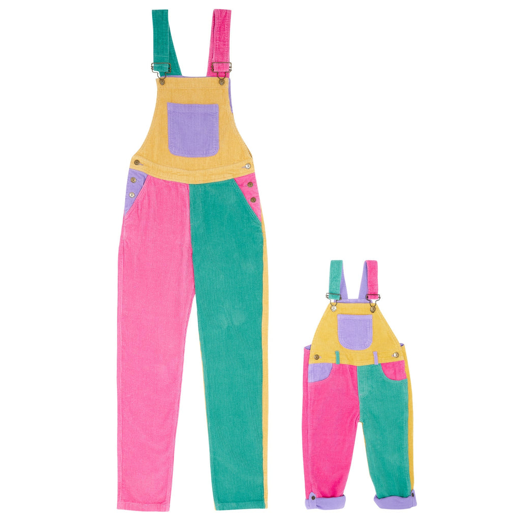 Adult Bright Patchwork Corduroy Dungarees - Dotty Dungarees Ltd