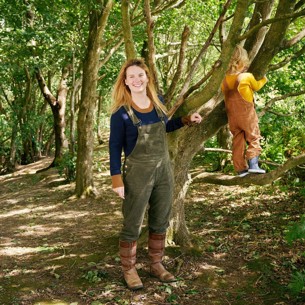 Adult Khaki Chunky Cord Dungarees - Dotty Dungarees Ltd