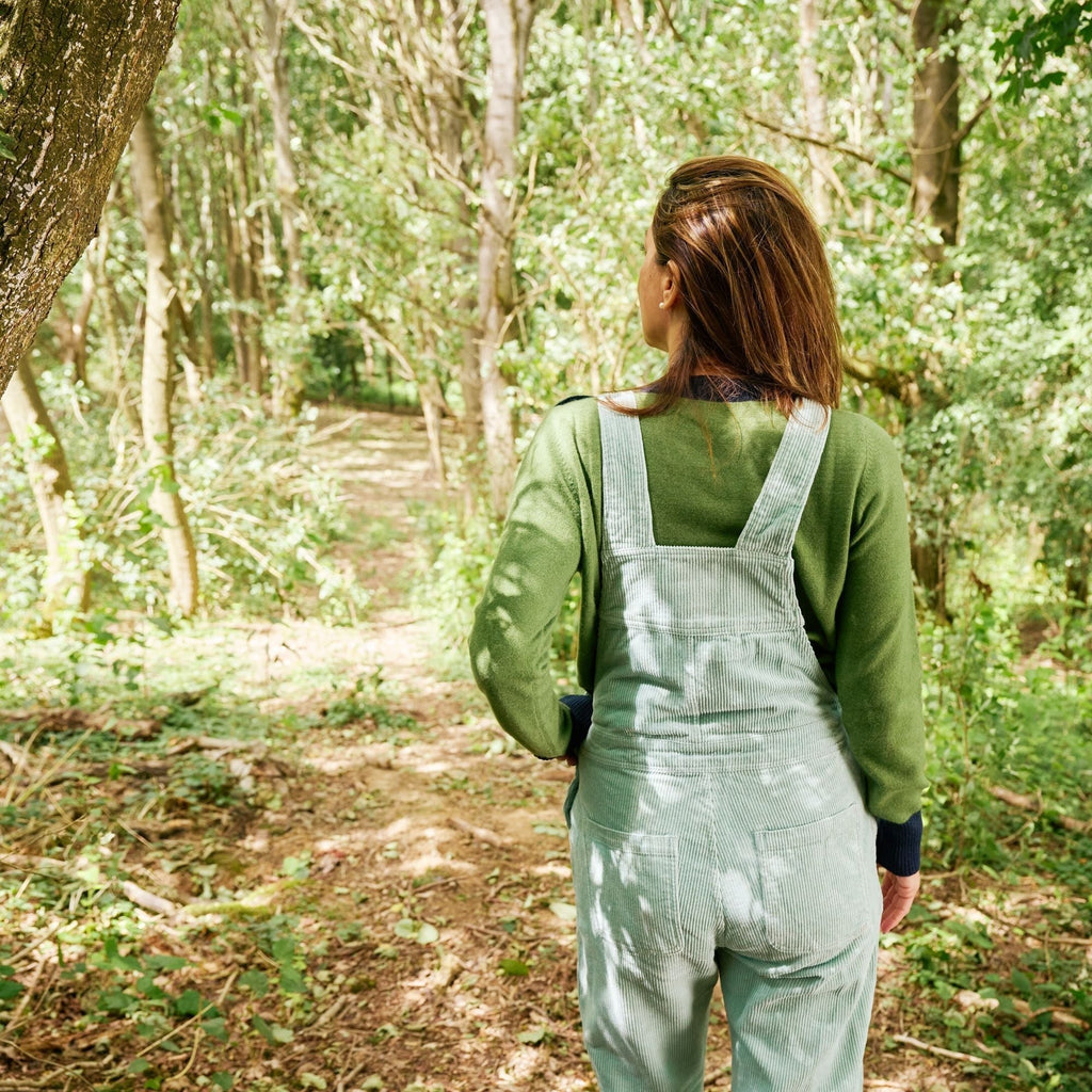 Adult Mint Chunky Cord Dungarees - Dotty Dungarees Ltd