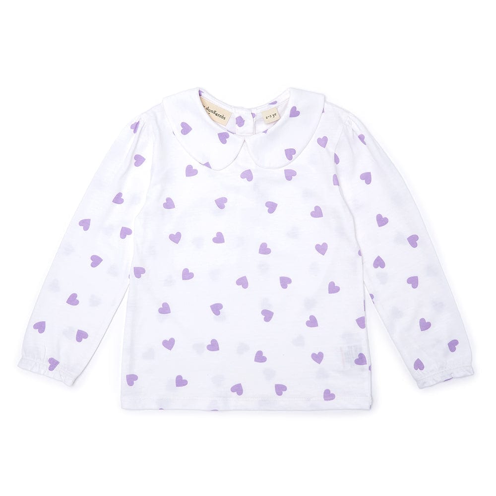 Peter Pan Collar - Lilac Hearts - Dotty Dungarees Ltd