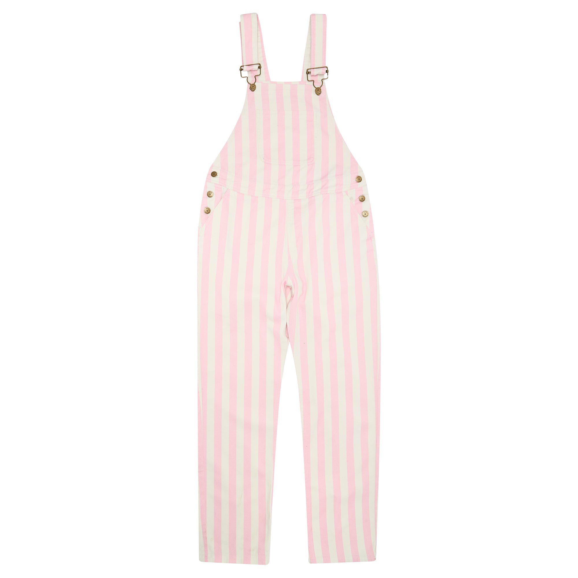 Adult Wide Stripe Denim overalls - Pink
