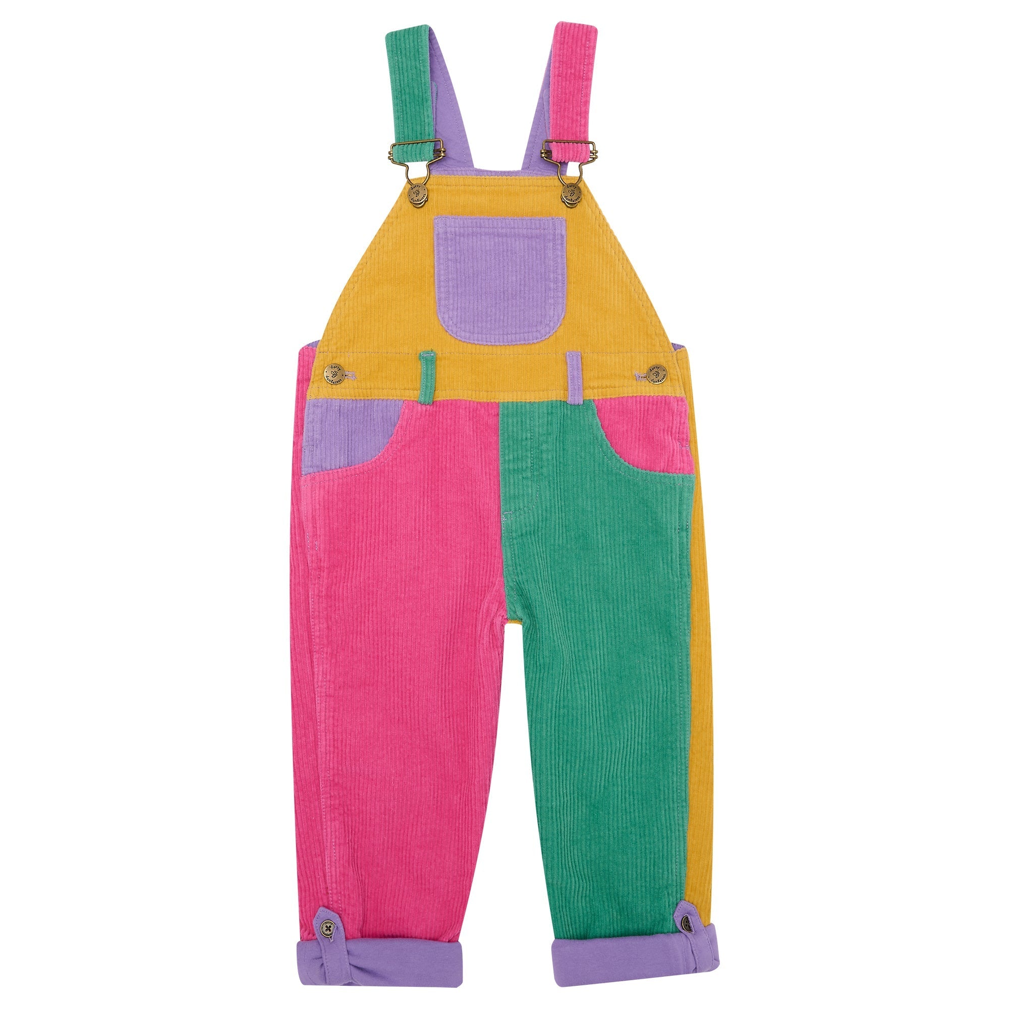 Patchwork Chunky Cord Dungarees - Bright
