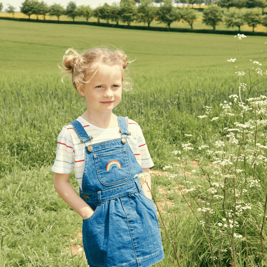 denim rainbow dress Lola + The Boys Rainbow Gems Denim Dress, 12